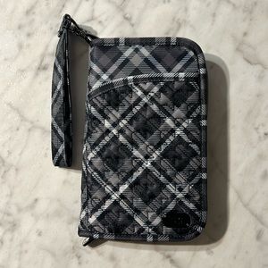 Lug Tandem Zip RFID Wallet Grey Plaid NWOT